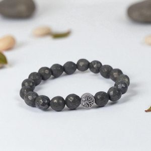 Light Charged Faceted Pyrite Bracelet