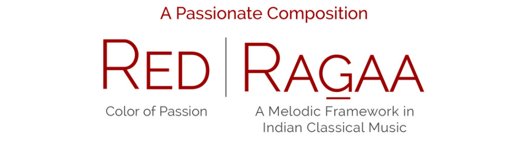 Red Ragaa text logo with tagline about passion and Indian classical music framework.