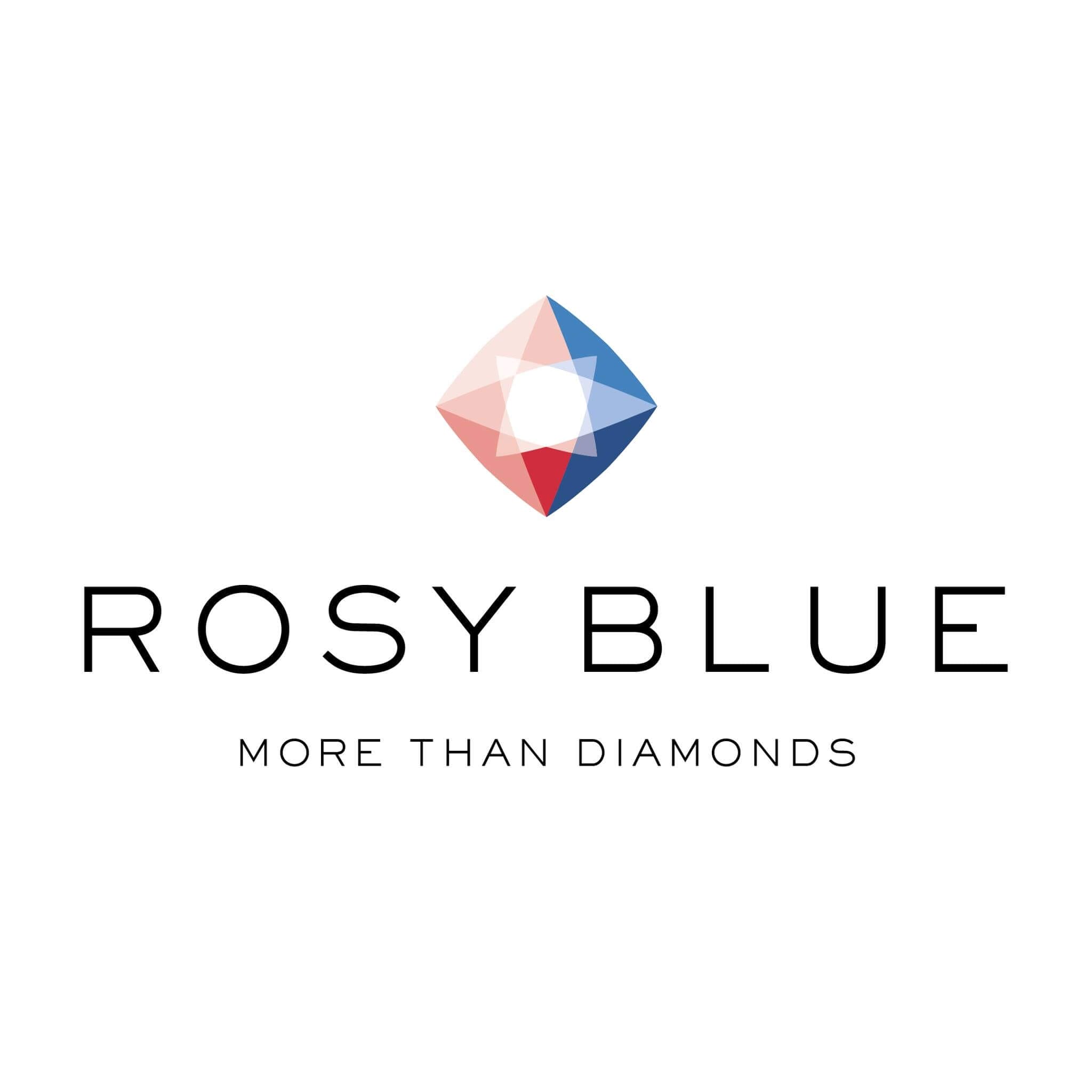 Logo of Rosy Blue with a geometric diamond design and slogan More Than Diamonds on a white background.