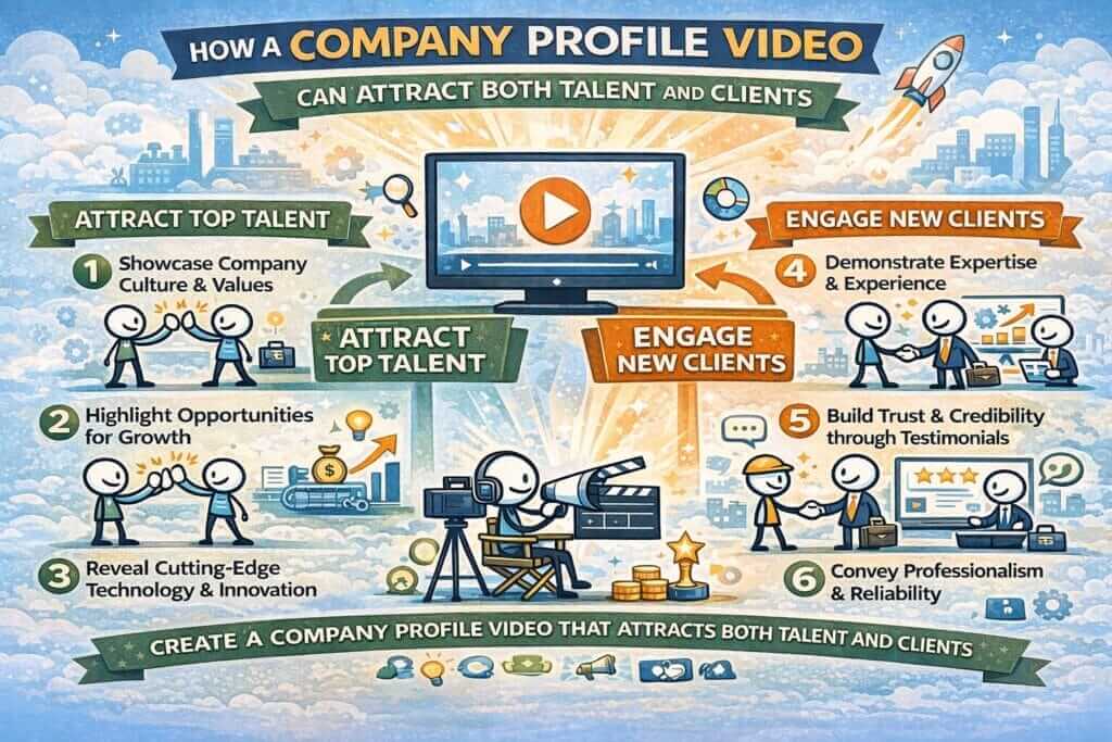 Infographic on company profile video benefits